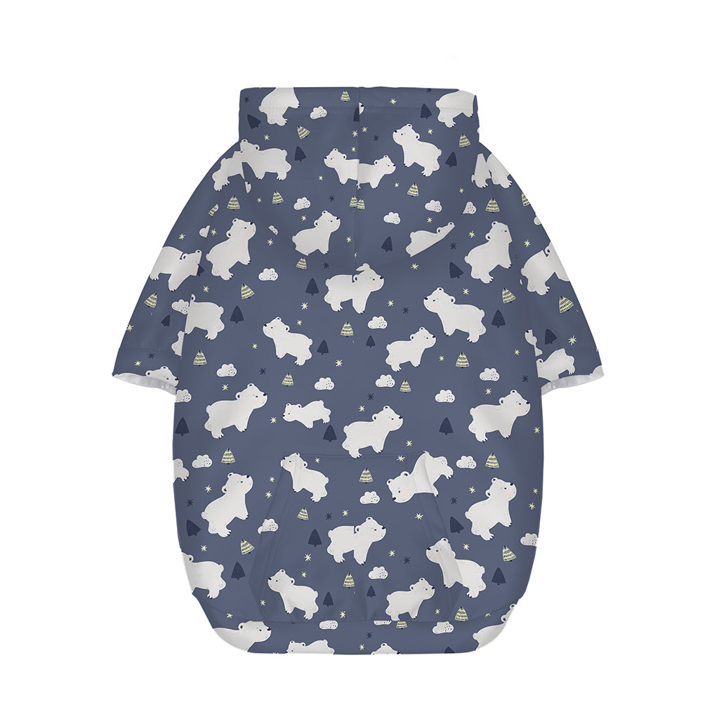 White Baby Polar Bear Pattern Print Dog Zip Up Hoodie