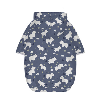 White Baby Polar Bear Pattern Print Dog Zip Up Hoodie
