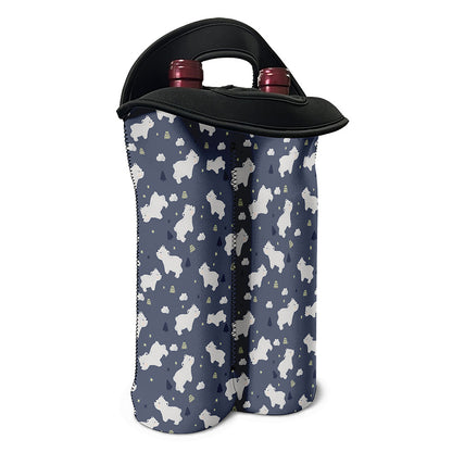 White Baby Polar Bear Pattern Print Double Neoprene Wine Tote
