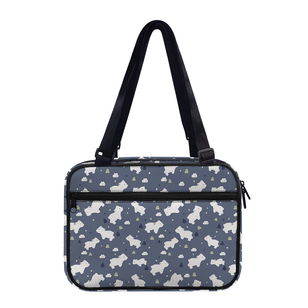 White Baby Polar Bear Pattern Print Double Strap Bible Bag