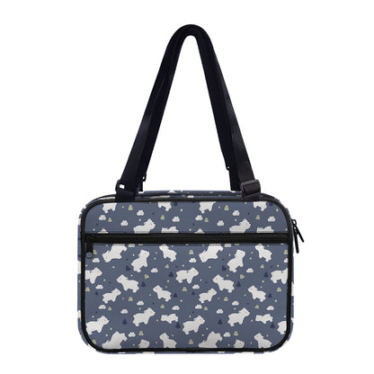 White Baby Polar Bear Pattern Print Double Strap Bible Bag