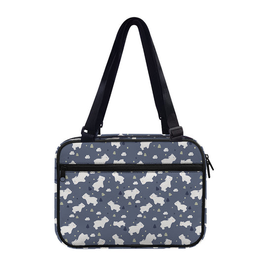 White Baby Polar Bear Pattern Print Double Strap Bible Bag