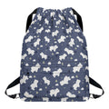 White Baby Polar Bear Pattern Print Drawstring Backpack