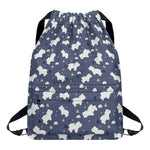 White Baby Polar Bear Pattern Print Drawstring Backpack