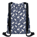 White Baby Polar Bear Pattern Print Drawstring Backpack
