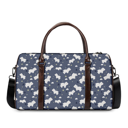 White Baby Polar Bear Pattern Print Duffle Bag