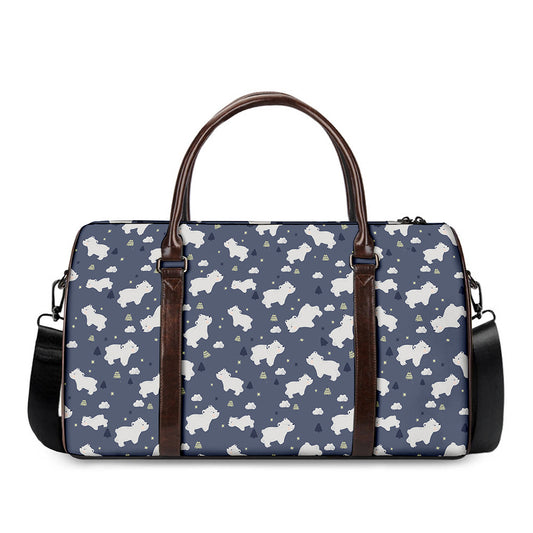 White Baby Polar Bear Pattern Print Duffle Bag