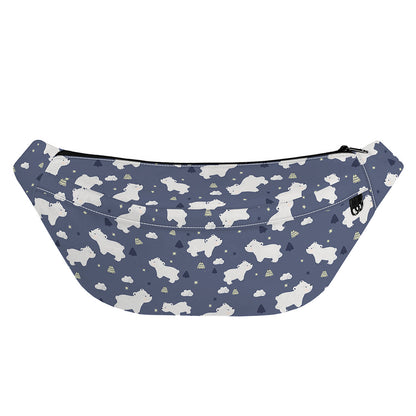 White Baby Polar Bear Pattern Print Fanny Pack