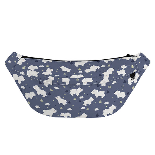 White Baby Polar Bear Pattern Print Fanny Pack