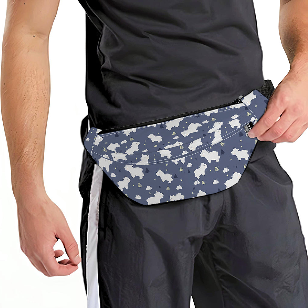 White Baby Polar Bear Pattern Print Fanny Pack