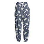 White Baby Polar Bear Pattern Print Fleece Lined Knit Pants