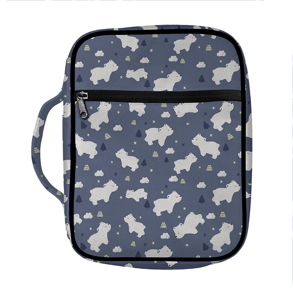 White Baby Polar Bear Pattern Print Front Pocket Bible Bag