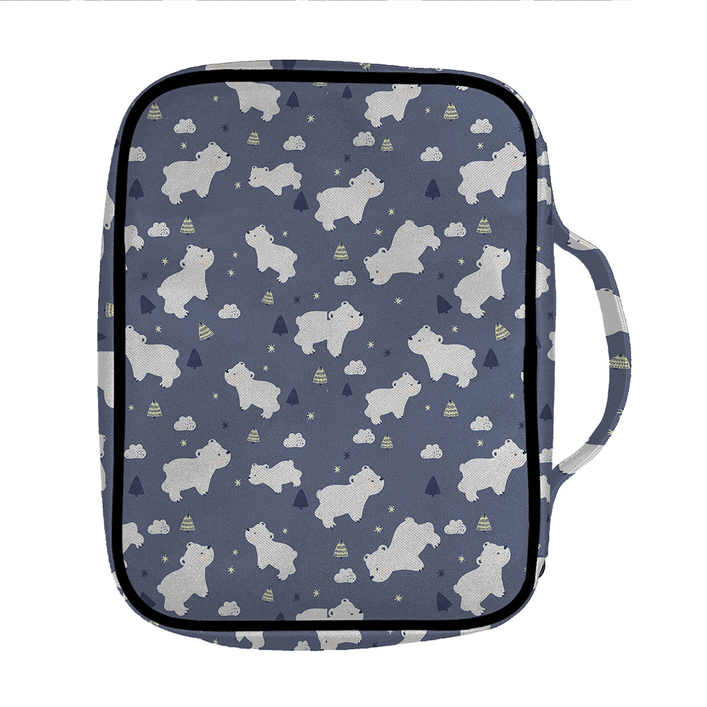 White Baby Polar Bear Pattern Print Front Pocket Bible Bag