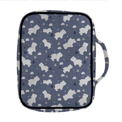 White Baby Polar Bear Pattern Print Front Pocket Bible Bag