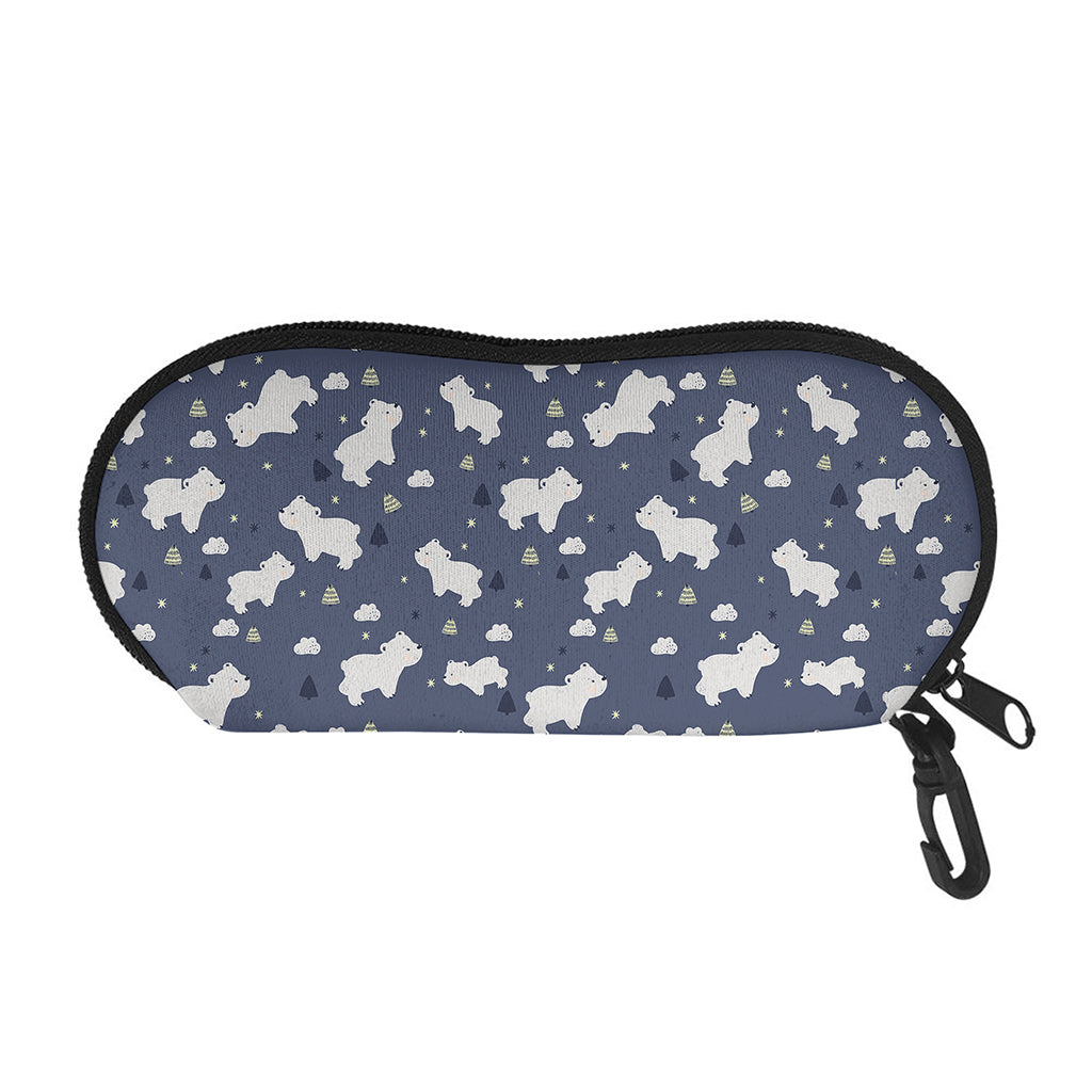 White Baby Polar Bear Pattern Print Glasses Case