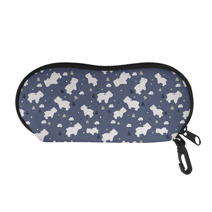 White Baby Polar Bear Pattern Print Glasses Case