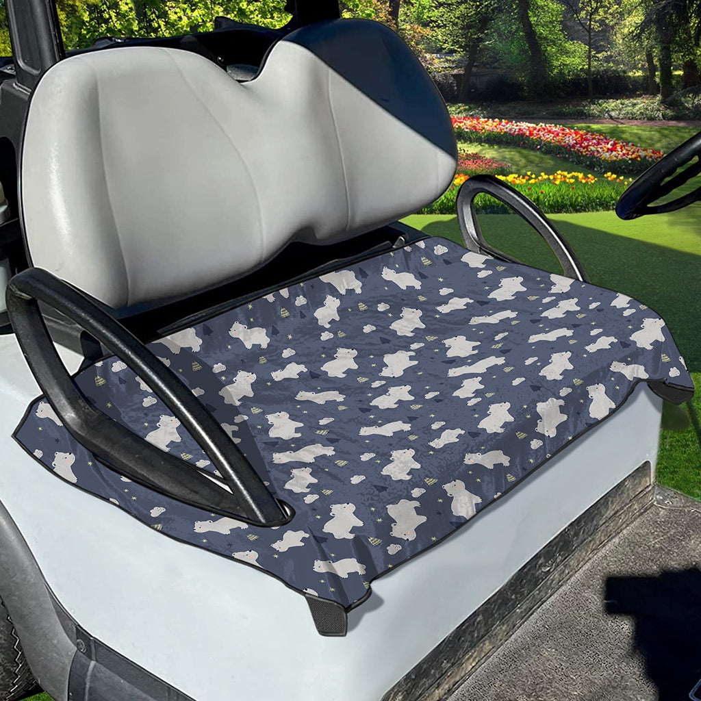 White Baby Polar Bear Pattern Print Golf Cart Seat Cover