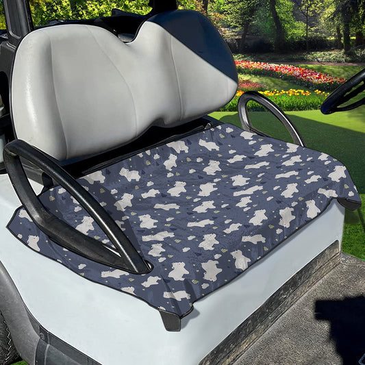 White Baby Polar Bear Pattern Print Golf Cart Seat Cover