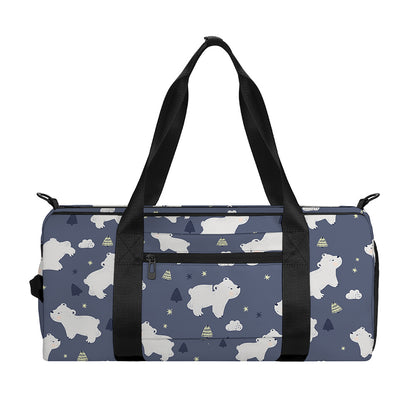 White Baby Polar Bear Pattern Print Gym Bag