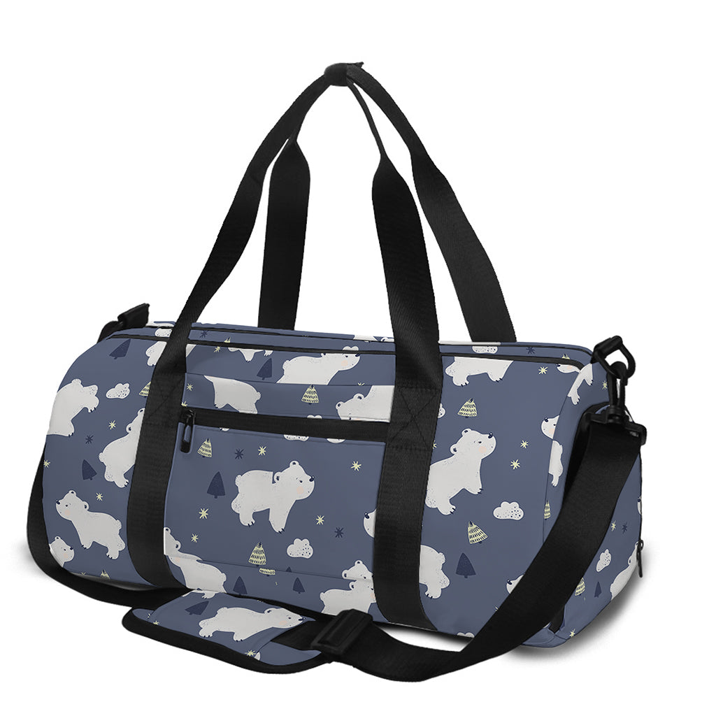 White Baby Polar Bear Pattern Print Gym Bag