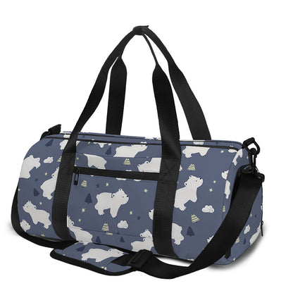 White Baby Polar Bear Pattern Print Gym Bag