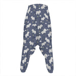 White Baby Polar Bear Pattern Print Hammer Pants