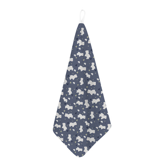 White Baby Polar Bear Pattern Print Hand Towel