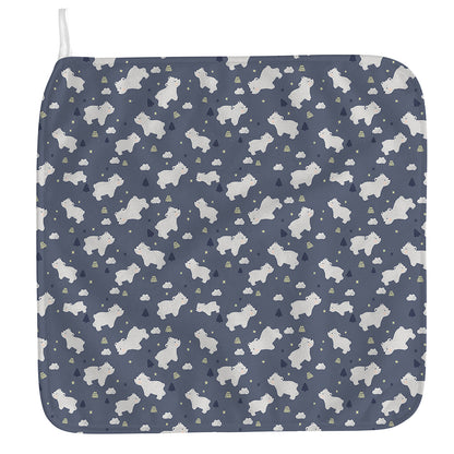 White Baby Polar Bear Pattern Print Hand Towel