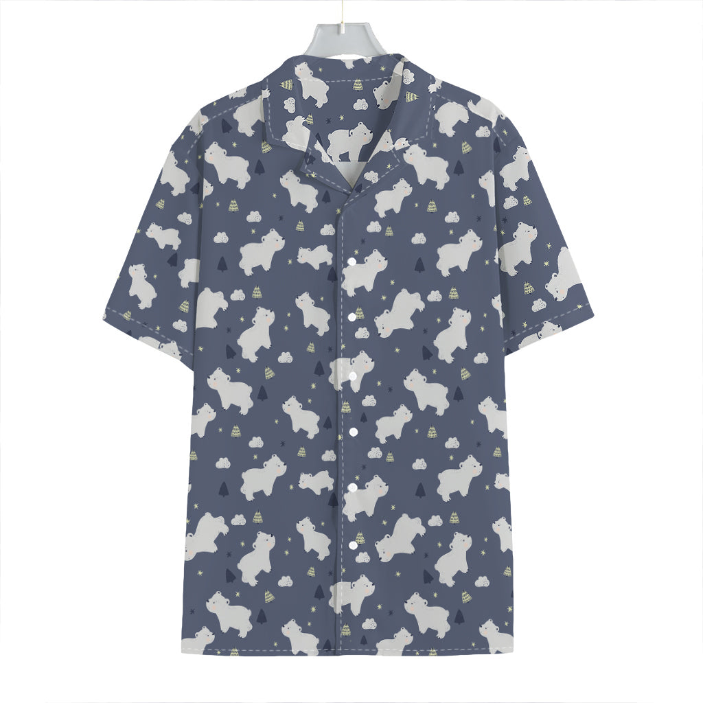 White Baby Polar Bear Pattern Print Hawaiian Shirt