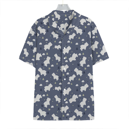 White Baby Polar Bear Pattern Print Hawaiian Shirt