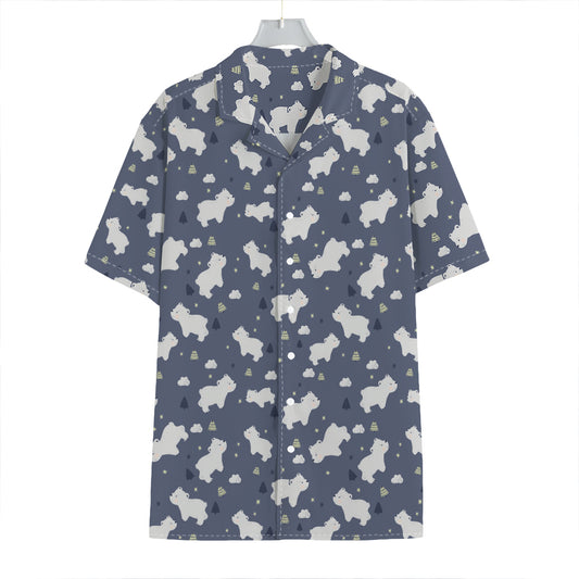 White Baby Polar Bear Pattern Print Hawaiian Shirt