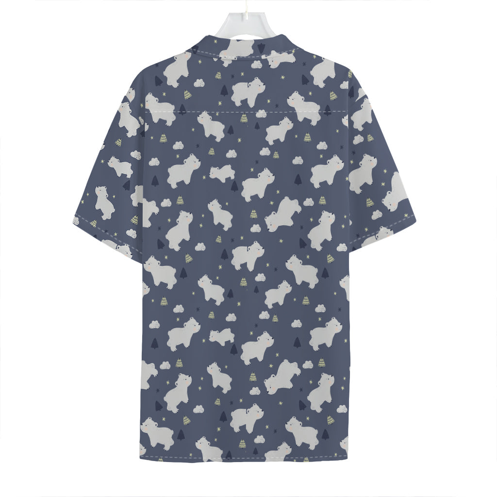 White Baby Polar Bear Pattern Print Hawaiian Shirt