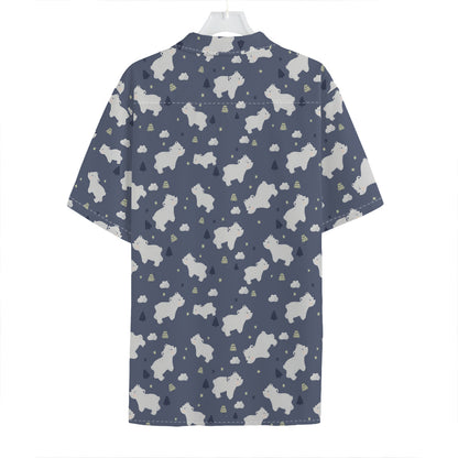 White Baby Polar Bear Pattern Print Hawaiian Shirt