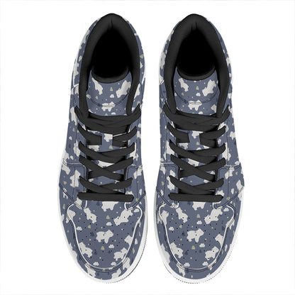 White Baby Polar Bear Pattern Print High Top Leather Sneakers