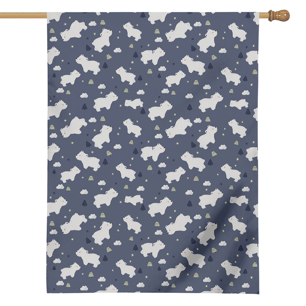 White Baby Polar Bear Pattern Print House Flag