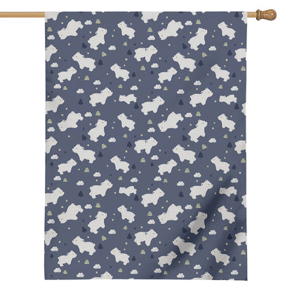 White Baby Polar Bear Pattern Print House Flag