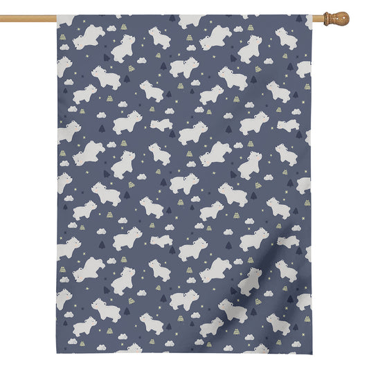 White Baby Polar Bear Pattern Print House Flag