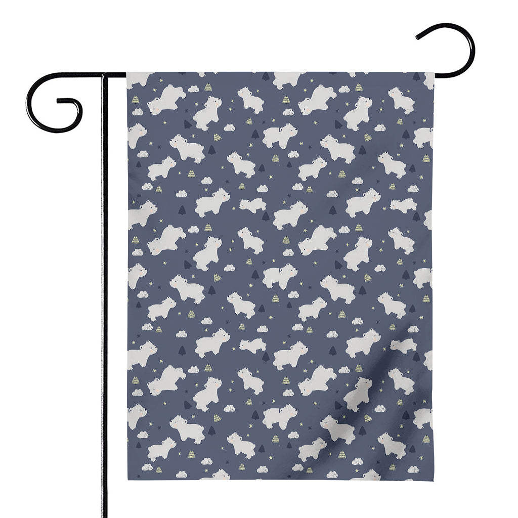 White Baby Polar Bear Pattern Print House Flag