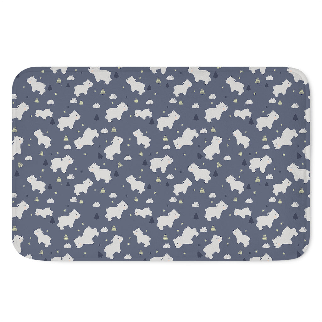 White Baby Polar Bear Pattern Print Indoor Door Mat