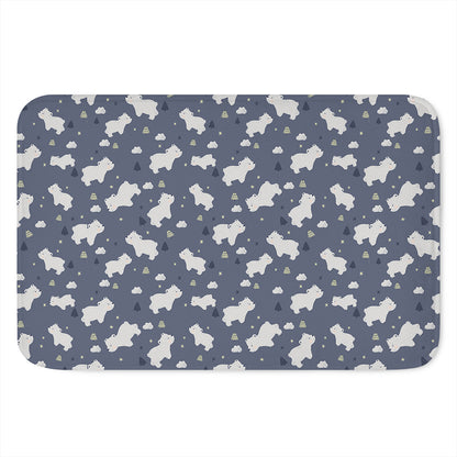 White Baby Polar Bear Pattern Print Indoor Door Mat