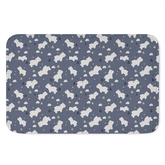 White Baby Polar Bear Pattern Print Indoor Door Mat