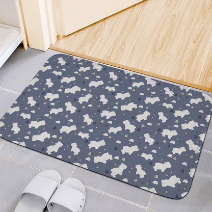 White Baby Polar Bear Pattern Print Indoor Door Mat