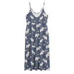 White Baby Polar Bear Pattern Print Jersey Midi Cami Dress