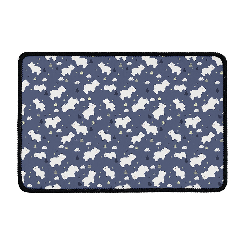 White Baby Polar Bear Pattern Print Kitchen Mat