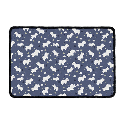 White Baby Polar Bear Pattern Print Kitchen Mat