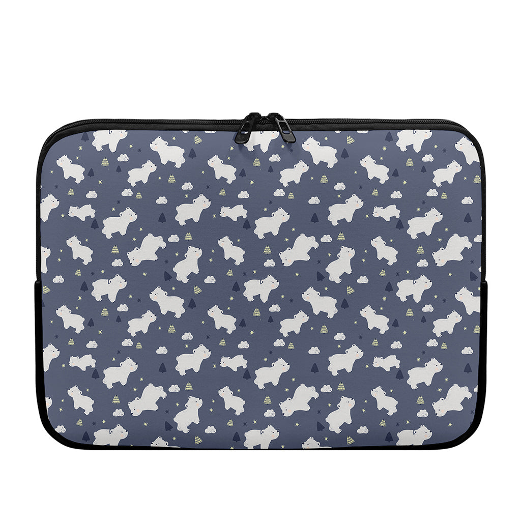 White Baby Polar Bear Pattern Print Laptop Sleeve