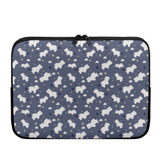 White Baby Polar Bear Pattern Print Laptop Sleeve