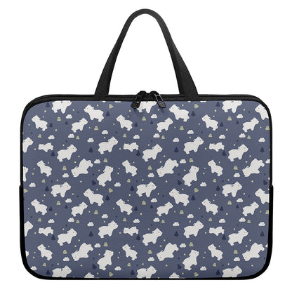 White Baby Polar Bear Pattern Print Laptop Sleeve With Handle