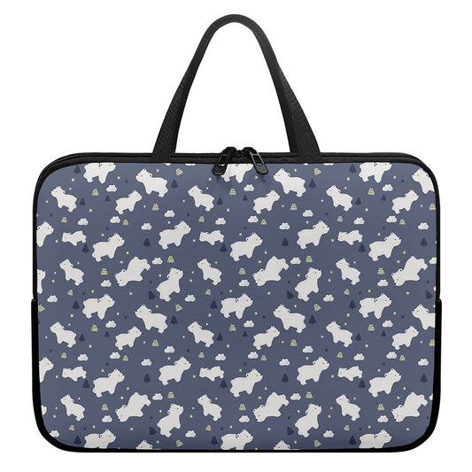 White Baby Polar Bear Pattern Print Laptop Sleeve With Handle