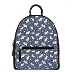 White Baby Polar Bear Pattern Print Leather Backpack